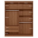 Ver imagem 3 de Guarda Roupa Casal Ripado 4 Portas Buriti e Cômoda Havana Master com Pés Jatobá Acetinado - Santos a