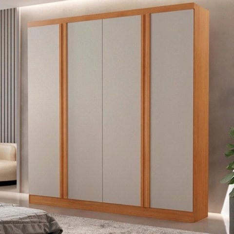 Guarda Roupa Solteiro Gales MDF 4 Portas 3 Gavetas 8 Prateleiras Moderna Mobília