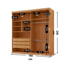 Ver imagem 3 de Guarda Roupa Solteiro Gales MDF 4 Portas 3 Gavetas 8 Prateleiras Moderna Mobília