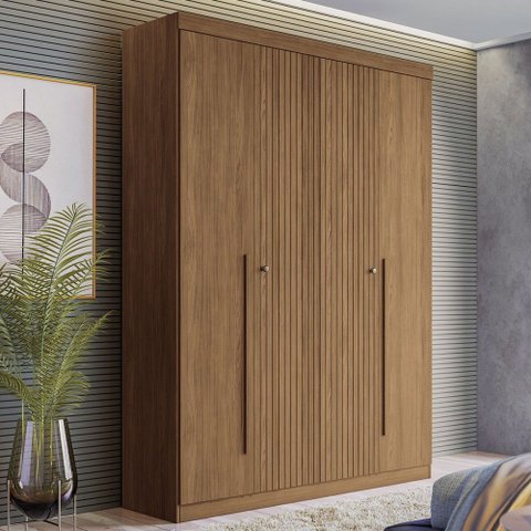 Guarda-roupa Casal Buriti 4 Portas 2 Gavetas Ripado Flex Jatoba 16244 - Santos Andirá