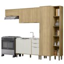 Ver imagem 1 de Cozinha Modulada Vick 4 Peças Castanho Off White