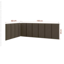Conjunto Cabeceira Painel Estofada para Cama de Solteiro - Marrom - 5