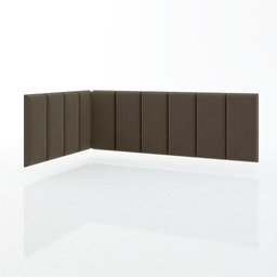 Conjunto Cabeceira Painel Estofada para Cama de Solteiro - Marrom - 4