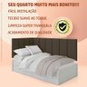 Conjunto Cabeceira Painel Estofada para Cama de Solteiro - Marrom - 6