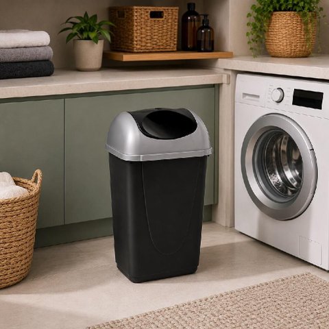 Lixeira Banheiro Cozinha Pia Cesto de Lixo Multiuso Bicolor Tampa Basculante Escritorio 8,5 Litros P