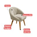 Ver imagem 5 de Kit 8 Poltrona Sala Decorativa Louis Veludo Bege Pés Palito Castanho