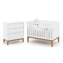 Ver imagem 1 de Jogo de Quarto Infantil Unique com Cômoda 3 Gavetas e Berço Branco Soft/eco Wood - Matic Móveis