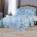 Ver imagem 4 de Kit Cobre Leito Karina King Micropercal 300 Fios 3 Peças Estampado Azul Casa Scarpa