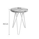 Ver imagem 2 de Mesa Lateral Circular de Ferro e Madeira Industrial HairPin Natural e Branco
