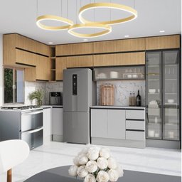 Cozinha Modulada 15 Peças 11 Aéreos 3 Balcões 1 Cristaleira Nara CabeCasa MadeiraMadeira - 3