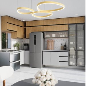 Cozinha Modulada 15 Peças 11 Aéreos 3 Balcões 1 Cristaleira Nara CabeCasa MadeiraMadeira