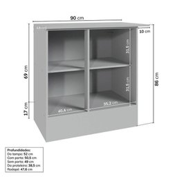 Cozinha Modulada 15 Peças 11 Aéreos 3 Balcões 1 Cristaleira Nara CabeCasa MadeiraMadeira - 17