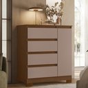 Ver imagem 1 de Cômoda com Sapateira Lipion A02 4 Gavetas MDF-MDP Nogueira-Cappuccino Mpozenato