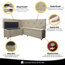 Ver imagem 7 de Canto Alemão 4 Lugares para Lanchonete 1,25x1,60m Bege Sofa Store