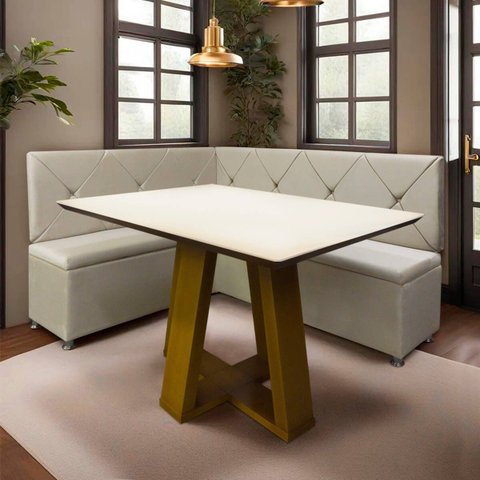Canto Alemão 4 Lugares para Lanchonete 1,25x1,60m Bege Sofa Store