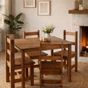 Ver imagem 2 de Conjunto de Mesa e Cadeiras de Jantar Recanto Bege/Cera Envelhecido
