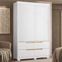 Ver imagem 1 de Guarda Roupa Casal 136cm 2 Portas Solare Branco/Freijó a02 - Mpozenato