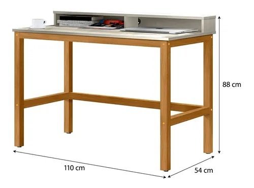 Mesa Escrivaninha Califórnia Pés Em Madeira Com Nicho:Off - 3