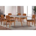 Ver imagem 1 de Conjunto: Mesa de Cozinha Havana Curvo 180cm + 6 Cadeiras Havana Naturale/off White - Suede Marrom