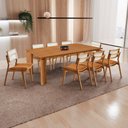 Ver imagem 1 de Sala de Jantar Mesa Nala 220cm Tampo Laminado Canto Moeda com 8 Cadeiras Eva Premium