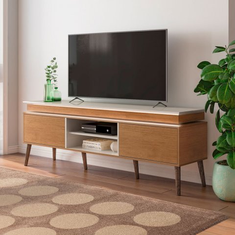 Rack para Tv até 75 Polegadas com Led Lumina 2 Portas Cinamomo/off White - Artely