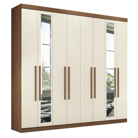 Guarda Roupa Casal Master New 8.4 8 Portas Jatobá/areia com Espelho - Santos Andirá
