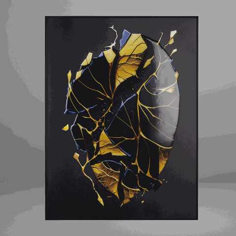 Quadro Decorativo Abstract Golden blue