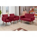 Ver imagem 2 de Conjunto Anabelle 2 Poltronas de 1 Lugar 1 Poltrona 2 Lugares Braço Unidecor Bordô