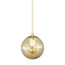 Ver imagem 2 de Pendente Ouro C/ Globo de Vidro Ambar de 14cm + Led 2w