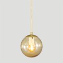 Ver imagem 3 de Pendente Ouro C/ Globo de Vidro Ambar de 14cm + Led 2w
