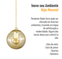 Ver imagem 6 de Pendente Ouro C/ Globo de Vidro Ambar de 14cm + Led 2w