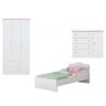 Quarto infantil Meu Soninho Guarda Roupa Mini Cama e Cômoda Sapateira Branco/Rosa - FdECOR - 1