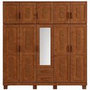 Ver imagem 6 de Guarda Roupa Casal Lorie F06 10 Portas de Bater 2 Gavetas Madeira Maciça com Espelho Castanho Lyam