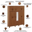 Ver imagem 5 de Guarda Roupa Casal Lorie F06 10 Portas de Bater 2 Gavetas Madeira Maciça com Espelho Castanho Lyam