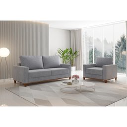Sofá 3 Lugares Palazo Linho Cinza 180cm - 3