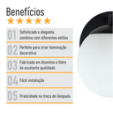 Ver imagem 7 de Arandela Figo Preta com Globo de Vidro Branco - 1-2620-3-br