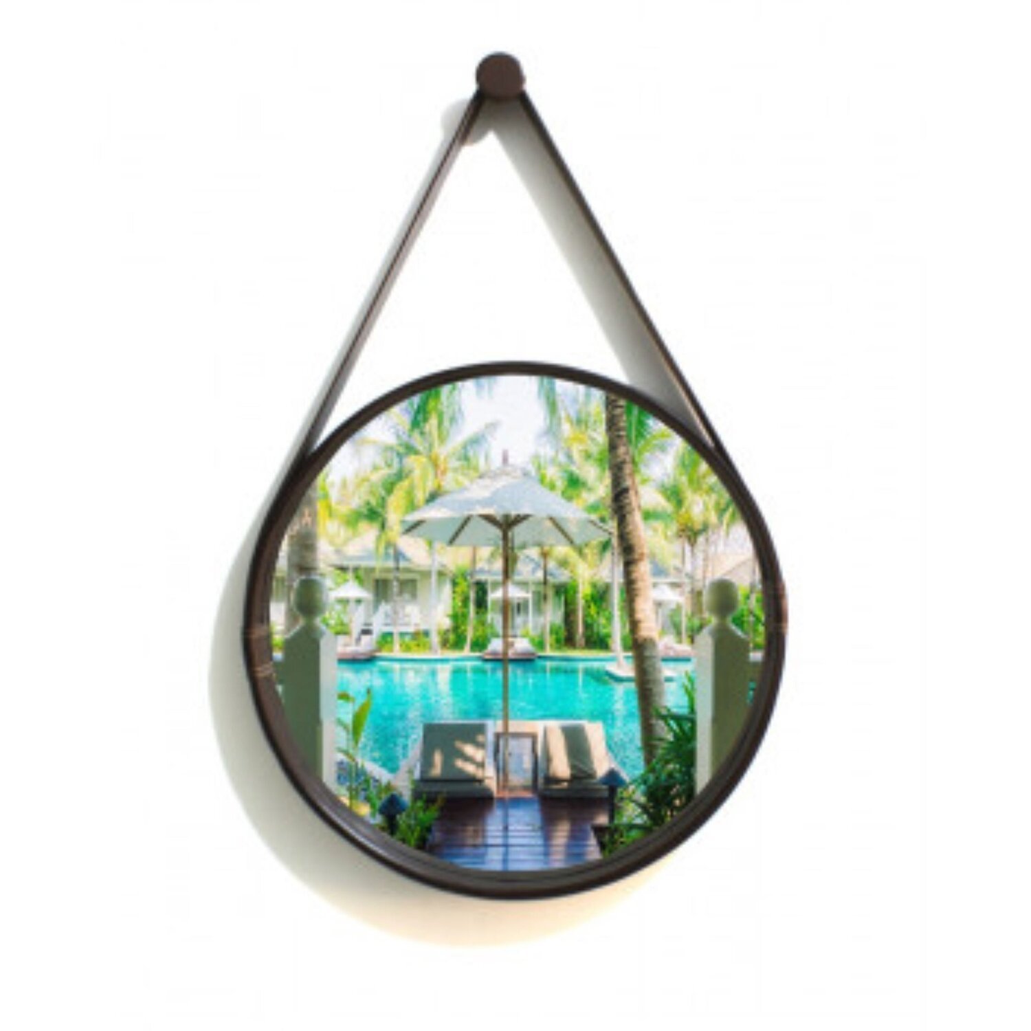 Espelho Redondo Decorativo com Moldura Alça de Couro 50cm - 6