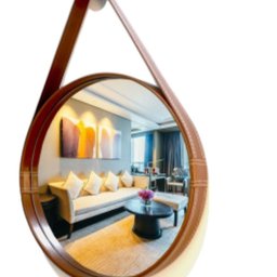 Espelho Redondo Decorativo com Moldura Alça de Couro 50cm - 2 Espelho Redondo Decorativo com Moldura Alça de Couro 50cm - 2