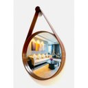 Ver imagem 6 de Espelho Redondo Decorativo com Moldura Alça de Couro 50cm