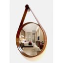 Ver imagem 1 de Espelho Redondo Decorativo com Moldura Alça de Couro 50cm