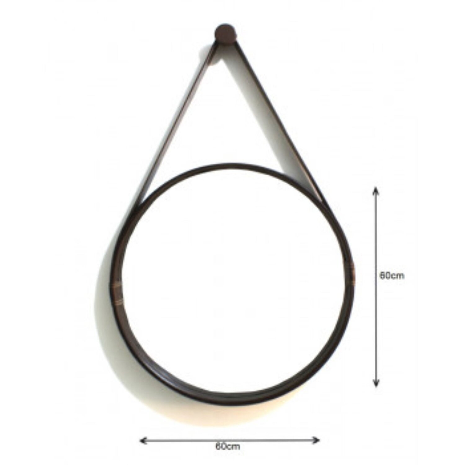 Espelho Redondo Decorativo com Moldura Alça de Couro 60cm - 3