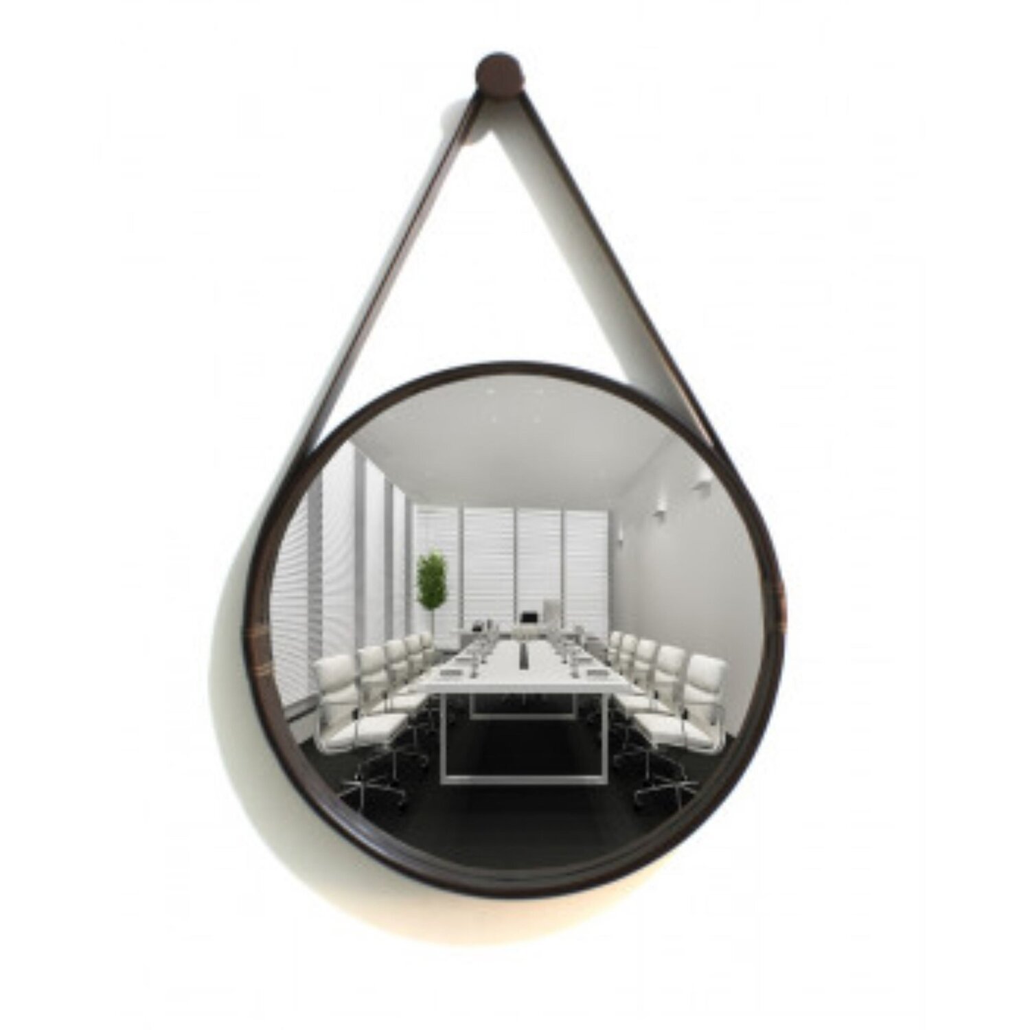 Espelho Redondo Decorativo com Moldura Alça de Couro 60cm - 1
