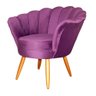 Poltrona Pétala Em Veludo Decorativa Recepção Quarto Veludo Roxo - 1