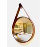 Espelho Redondo Decorativo com Moldura Alça de Couro 60cm Caramelo - 1