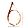Espelho Redondo Decorativo com Moldura Alça de Couro 60cm Caramelo - 5