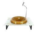 Ver imagem 2 de GABINETE DE VIDRO 50CM COM BANCADA MARMORIZADA BRANCO DOURADO