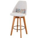 Ver imagem 4 de Kit 03 Banquetas Linho Bege E Almofada Folhas