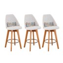 Ver imagem 1 de Kit 03 Banquetas Linho Bege E Almofada Folhas