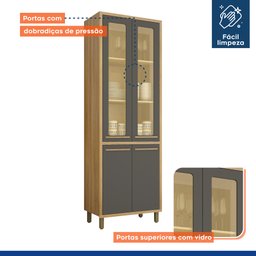 Armário Paneleiro 4 Portas com Vidro Torino - 4