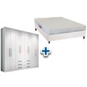 Ver imagem 1 de Cama Box Casal + Colchão Frontier Herval + Guarda Roupa Master 8.6 Branco